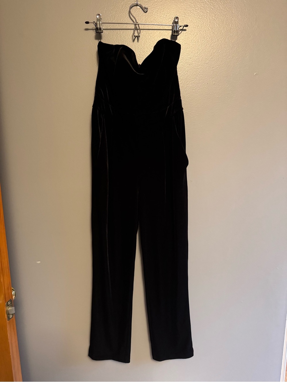 Express Strapless Black Velvet Jumpsuit